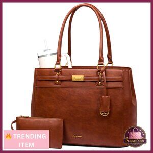 15.6 Inch Waterproof Laptop Tote Bag, Large Business Briefcase with Dedicated